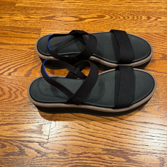 Rothy's Ankle Strap Platform Sandal Lightweight Wedge Size 10.5 Black worn once - Picture 6 of 8